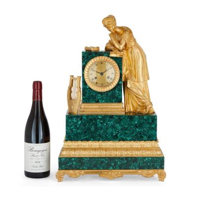 Deni re et Fils An Empire style ormolu and malachite mantel clock by Deni re