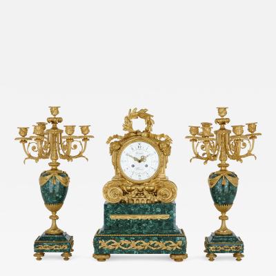  Deni re et Fils Antique Parisian mantel clock and candelabra set by Deni re et Fils