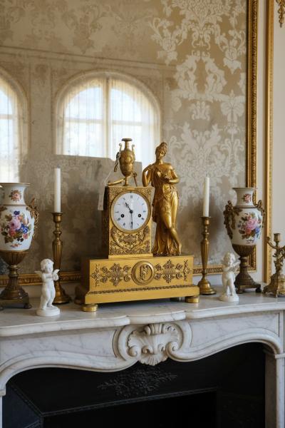  Deni re et Fils Charles X Ormolu Figural Mantel Clock Paris 1830s