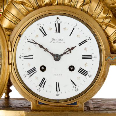  Deni re et Fils Neoclassical Gilt Bronze and Polychrome Enamel Mantel Clock By Deni re et Fils