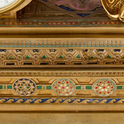  Deni re et Fils Neoclassical Gilt Bronze and Polychrome Enamel Mantel Clock By Deni re et Fils