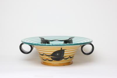  Deruta Futurist Art Deco Ceramic Centerpiece Bowl by Deruta 1930 Italy
