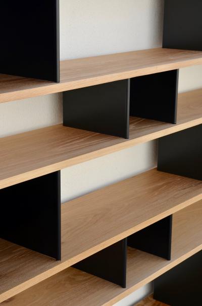  Design Fr res Black Steel Horizontale Oak Shelving Unit