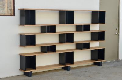  Design Fr res Black Steel Horizontale Oak Shelving Unit