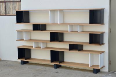  Design Fr res Black and White Horizontale Oak Shelving Unit