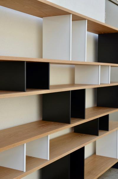  Design Fr res Black and White Horizontale Oak Shelving Unit