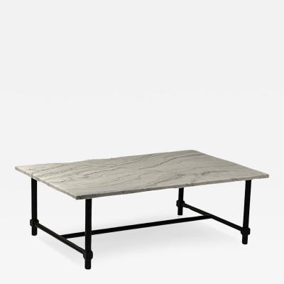  Design Fr res Chic Balustre Blackened Iron and Honed Marble Coffee Table by Design Fr res