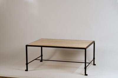  Design Fr res Chic Diagramme Wrought Iron and Travertine Coffee Table