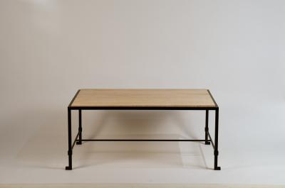  Design Fr res Chic Diagramme Wrought Iron and Travertine Coffee Table