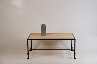  Design Fr res Chic Diagramme Wrought Iron and Travertine Coffee Table