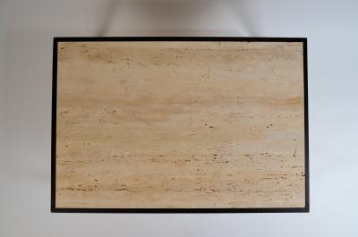  Design Fr res Chic Diagramme Wrought Iron and Travertine Coffee Table