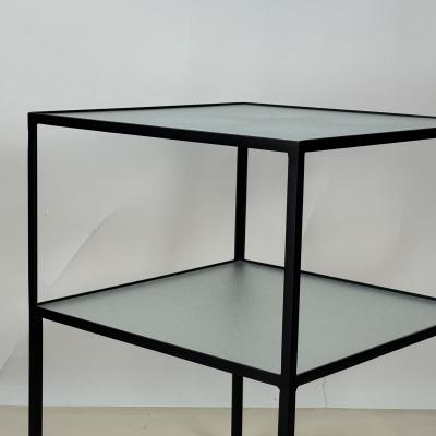  Design Fr res Chic quilibre Blackened Steel Glass Side Table on Casters by Design Fr res