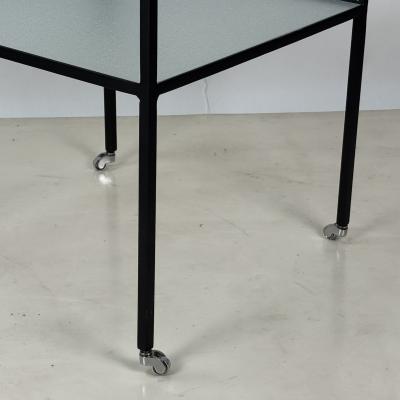  Design Fr res Chic quilibre Blackened Steel Glass Side Table on Casters by Design Fr res