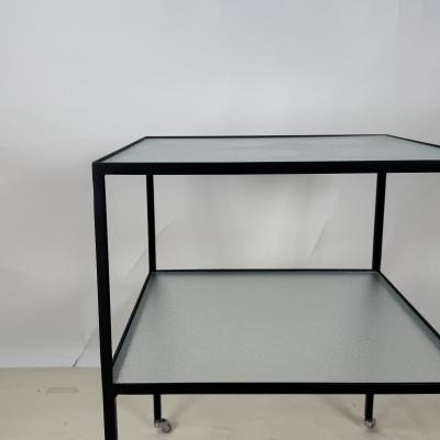  Design Fr res Chic quilibre Blackened Steel Glass Side Table on Casters by Design Fr res