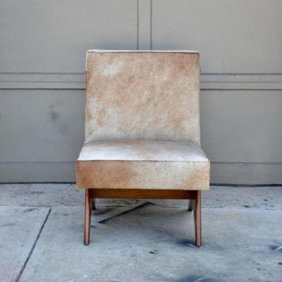  Design Fr res Compas Oak and Natural Hide Slipper Chair