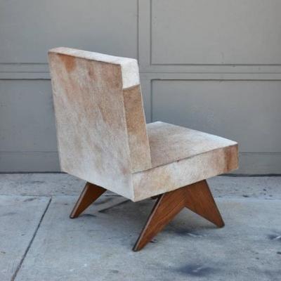  Design Fr res Compas Oak and Natural Hide Slipper Chair