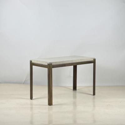  Design Fr res Crackled Ivory and Gold Lacquer Caisson Brass Side Table by Design Fr res