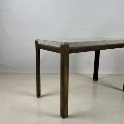  Design Fr res Crackled Ivory and Gold Lacquer Caisson Brass Side Table by Design Fr res