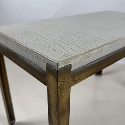  Design Fr res Crackled Ivory and Gold Lacquer Caisson Brass Side Table by Design Fr res