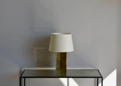  Design Fr res Croissillon Polished Brass and Parchment Table Lamp