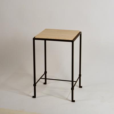  Design Fr res Diagramme Wrought Iron and Honed Travertine Drinks Table by Design Fr res