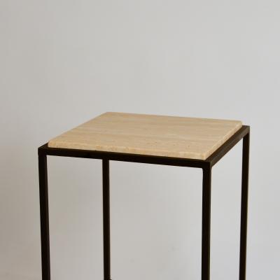  Design Fr res Diagramme Wrought Iron and Honed Travertine Drinks Table by Design Fr res