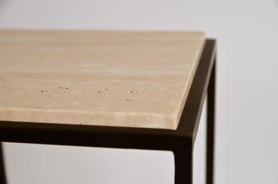  Design Fr res Diagramme Wrought Iron and Honed Travertine Drinks Table by Design Fr res