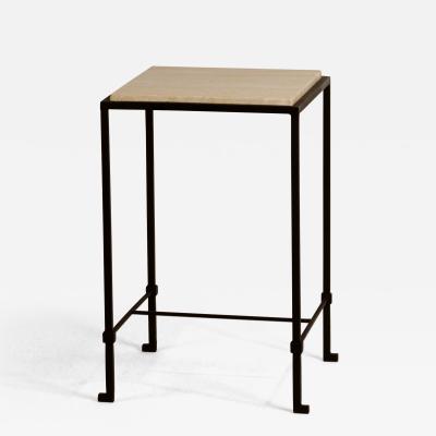  Design Fr res Diagramme Wrought Iron and Honed Travertine Drinks Table by Design Fr res