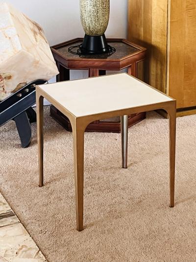  Design Fr res Esquisse Gilt Finish and Goatskin Top Side Table by Design Fr res
