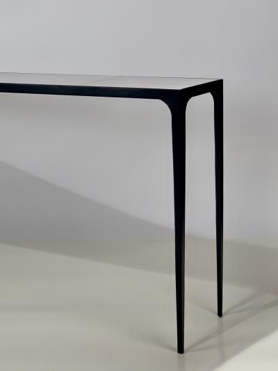  Design Fr res Extra long Esquisse Blackened Iron and Goatskin Console by Design Fr res