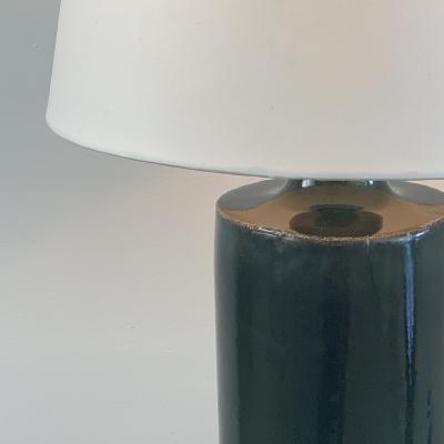  Design Fr res Glazed Ceramic Cylinder Lamp with Parchment Shade