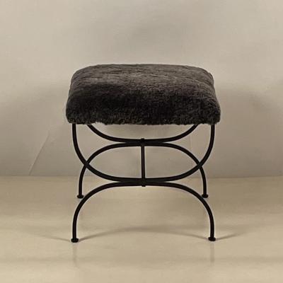  Design Fr res Grey Fur Strapontin Stool by Design Fr res