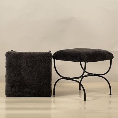  Design Fr res Grey Fur Strapontin Stool by Design Fr res