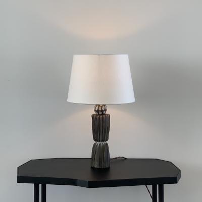  Design Fr res Grooved Pottery Sillon Lamp with Parchment Shade by Design Freres