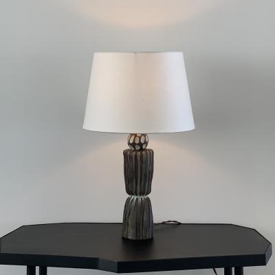  Design Fr res Grooved Pottery Sillon Lamp with Parchment Shade by Design Freres