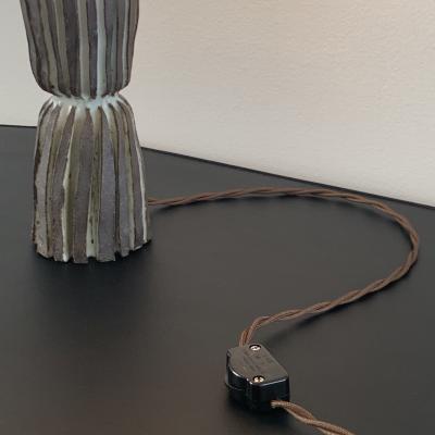  Design Fr res Grooved Pottery Sillon Lamp with Parchment Shade by Design Freres
