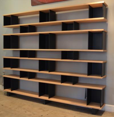  Design Fr res Large Black Steel Horizontale Oak Shelving Unit