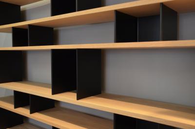  Design Fr res Large Black Steel Horizontale Oak Shelving Unit