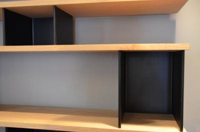  Design Fr res Large Black Steel Horizontale Oak Shelving Unit