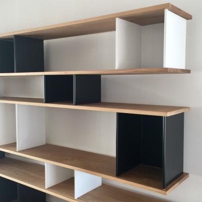  Design Fr res Large Black and White Horizontale Oak Shelving Unit