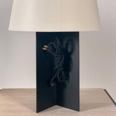  Design Fr res Large Cuatrolados Blackened Steel Lamp with Custom Parchment Shade