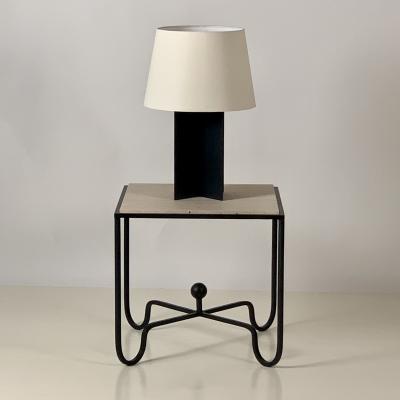 Design Fr res Large Cuatrolados Blackened Steel Lamp with Custom Parchment Shade