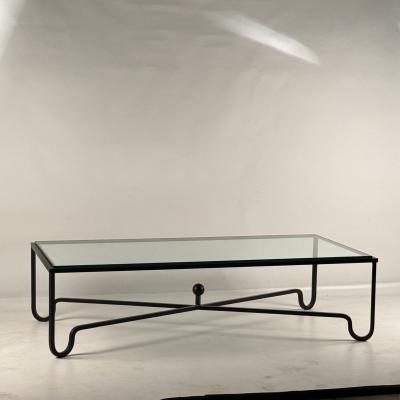  Design Fr res Large Entretoise Blackened Iron and Glass Coffee Table by Design Fr res