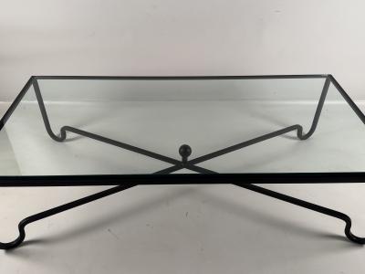  Design Fr res Large Entretoise Blackened Iron and Glass Coffee Table by Design Fr res