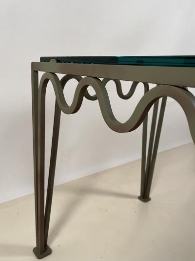  Design Fr res Large M andre Verdigris and Glass End Table by Design Fr res