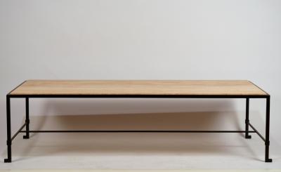  Design Fr res Long Diagramme Wrought Iron and Travertine Coffee Table by Design Fr res