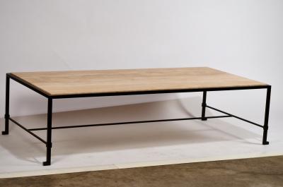  Design Fr res Long Diagramme Wrought Iron and Travertine Coffee Table by Design Fr res