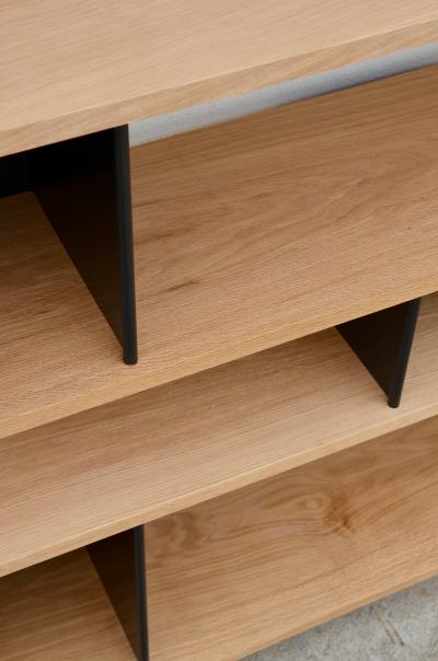 Design Fr res Low Black Steel Horizontale Oak Shelving Unit by Design Fr res
