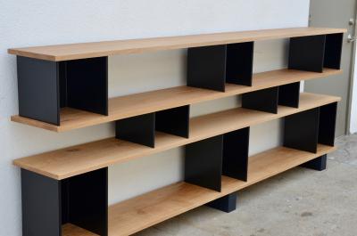 Design Fr res Low Black Steel Horizontale Oak Shelving Unit by Design Fr res