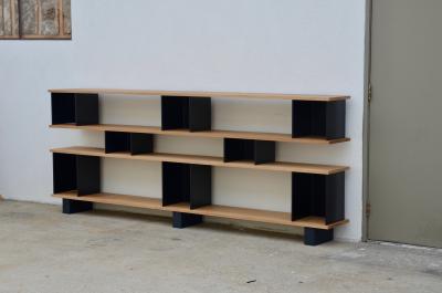 Design Fr res Low Black Steel Horizontale Oak Shelving Unit by Design Fr res